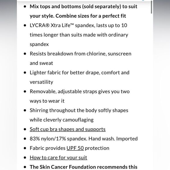 Land’s End Plus Bandeau tankini top with removable straps Navy stripe Various - Picture 6 of 6